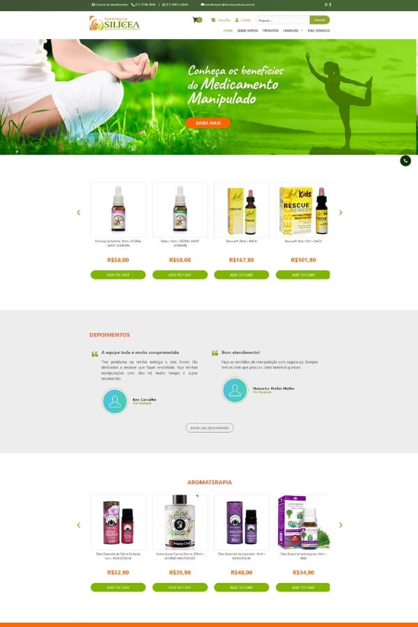 Captura de site: e-commerce Farmácia Silícea